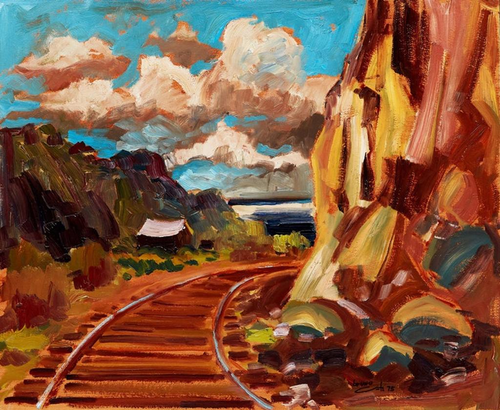 Bruno Côté (1940-2010) - Mountainside Train Tracks