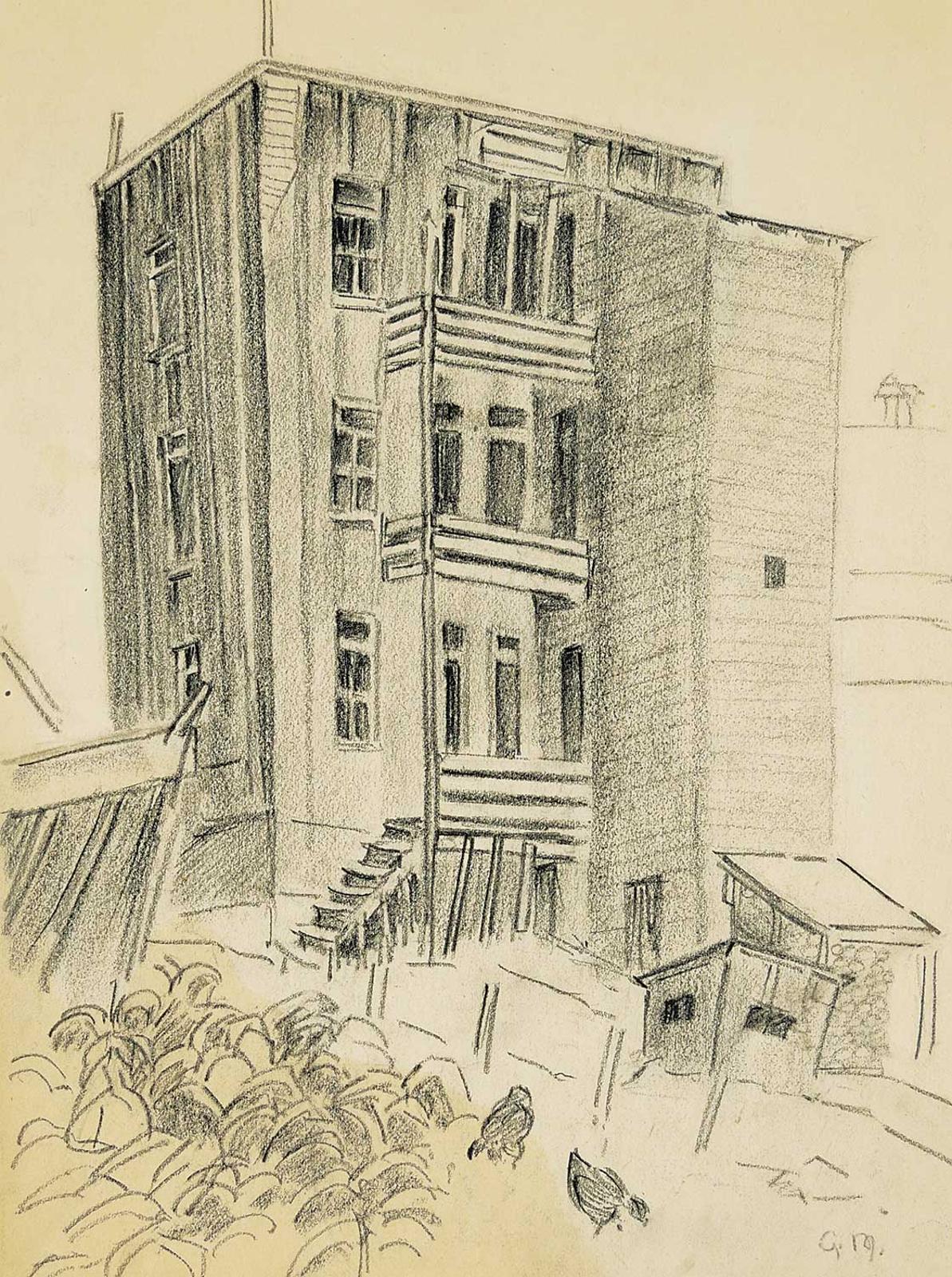 Gladys Eleanor Montgomery (1895-1979) - Untitled - Sketch of Behind the Building
