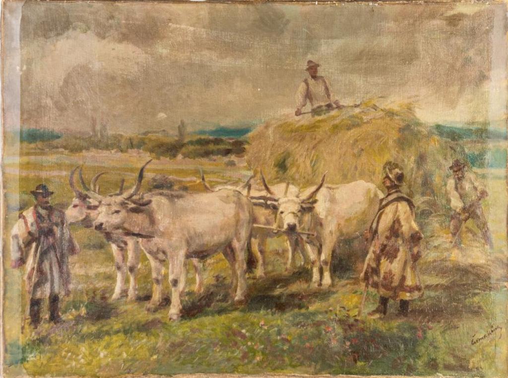 Gerna Karoly Hungarian (1867-1944) - Gathering Hay