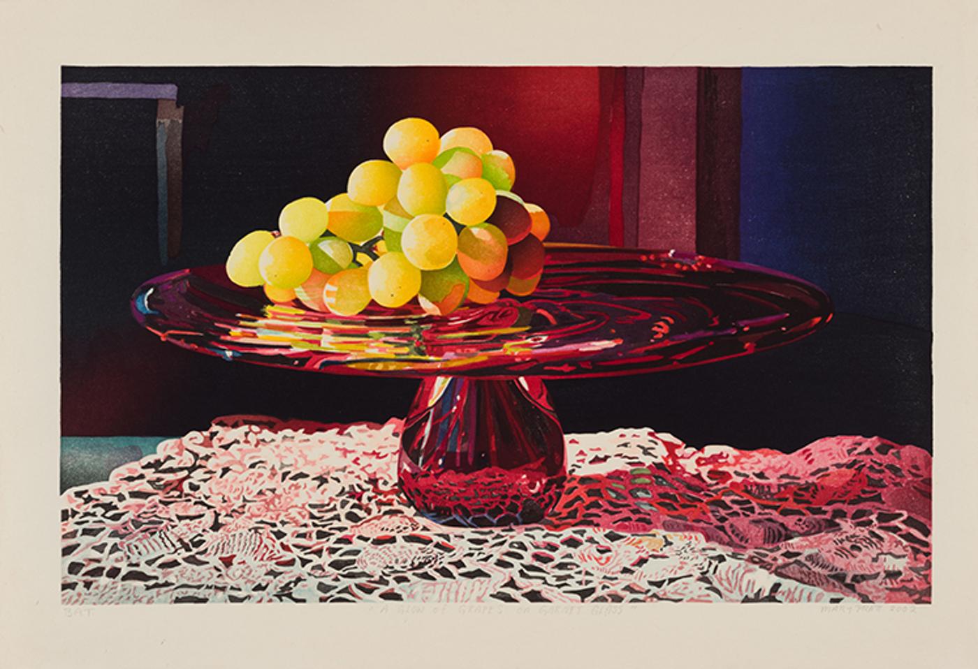 Mary Frances West Pratt (1935-2018) - A Glow of Grapes on Garnet Glass