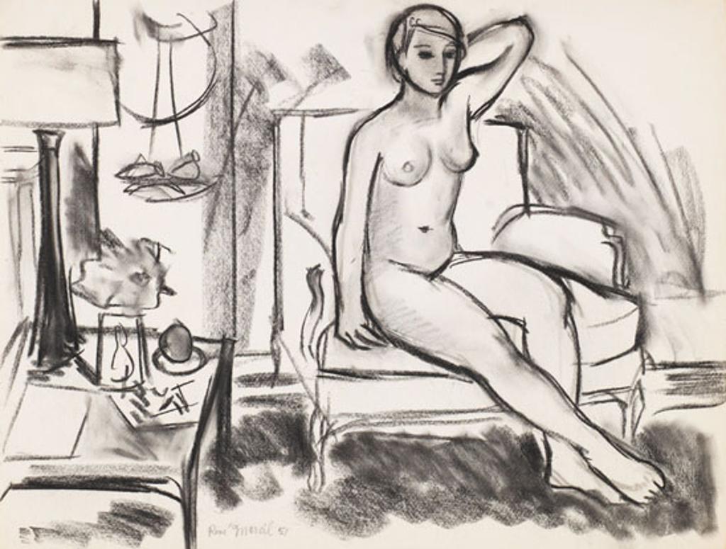 René Marcil (1917-1993) - Seated Nude in an Interior
