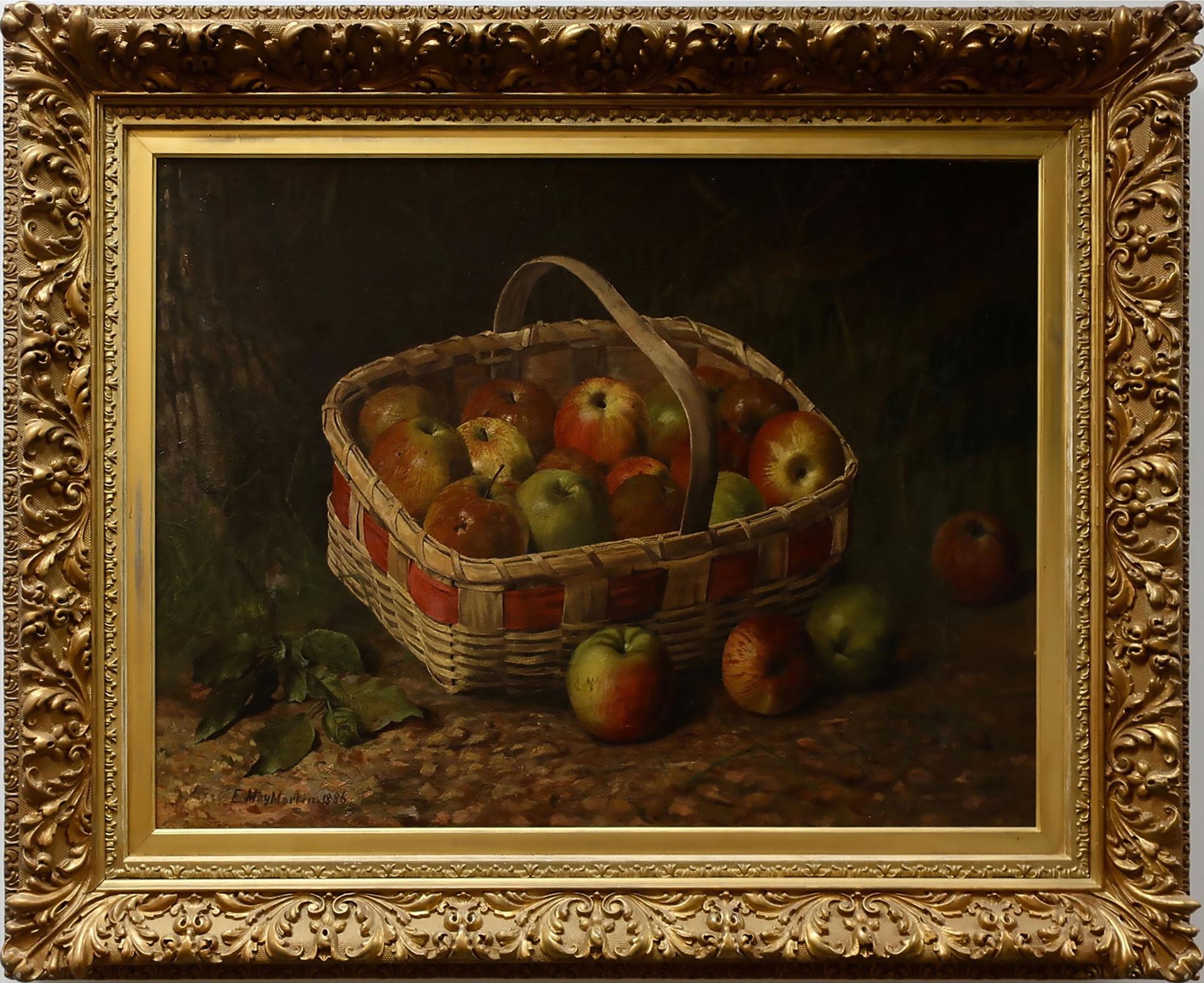 Emma May Martin (1865-1957) - Still Life - Wicker Basket Of Apples