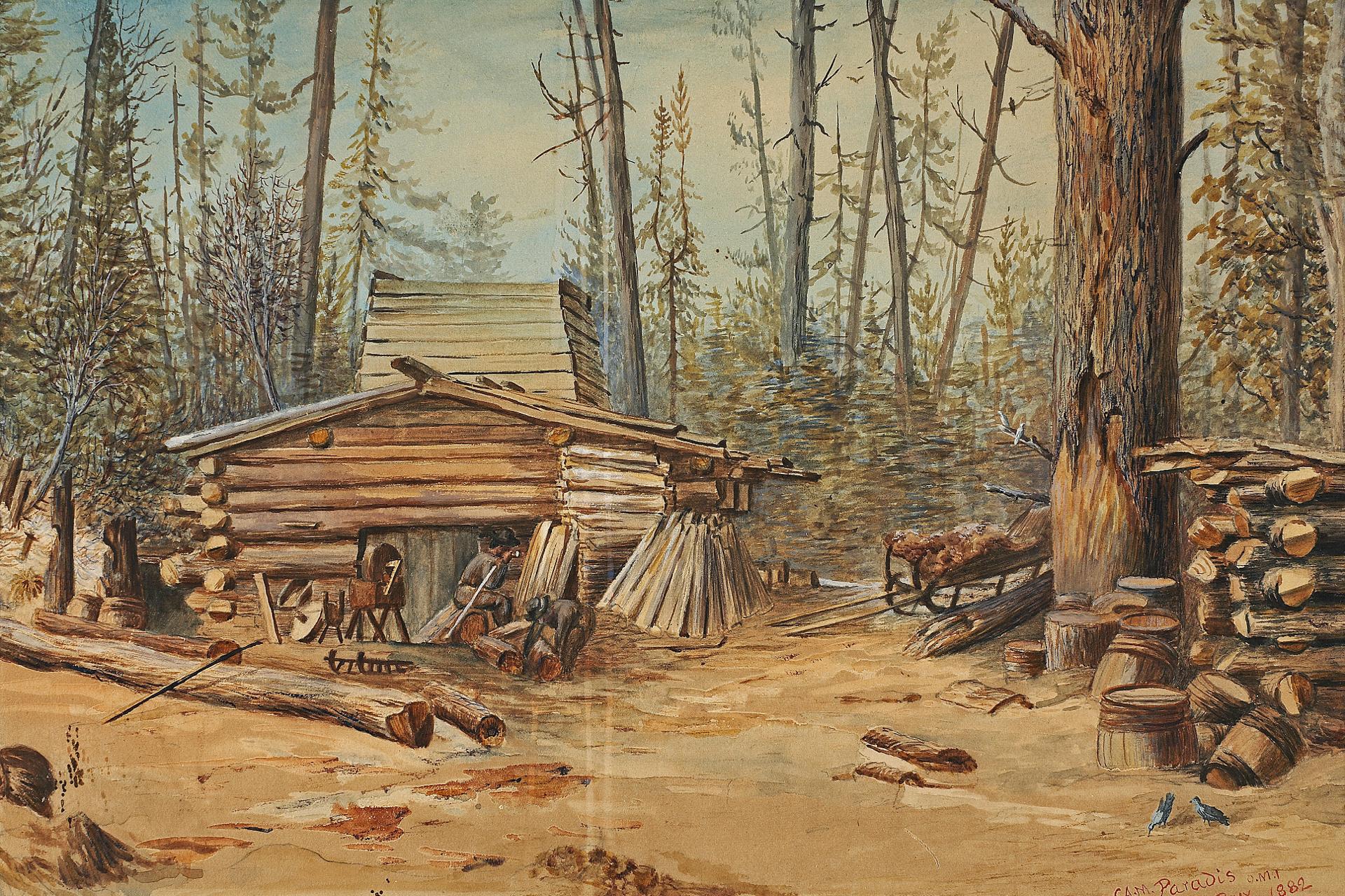 L'Abbé Charles Alfred Marie Paradis (1848-1926) - Building the log house