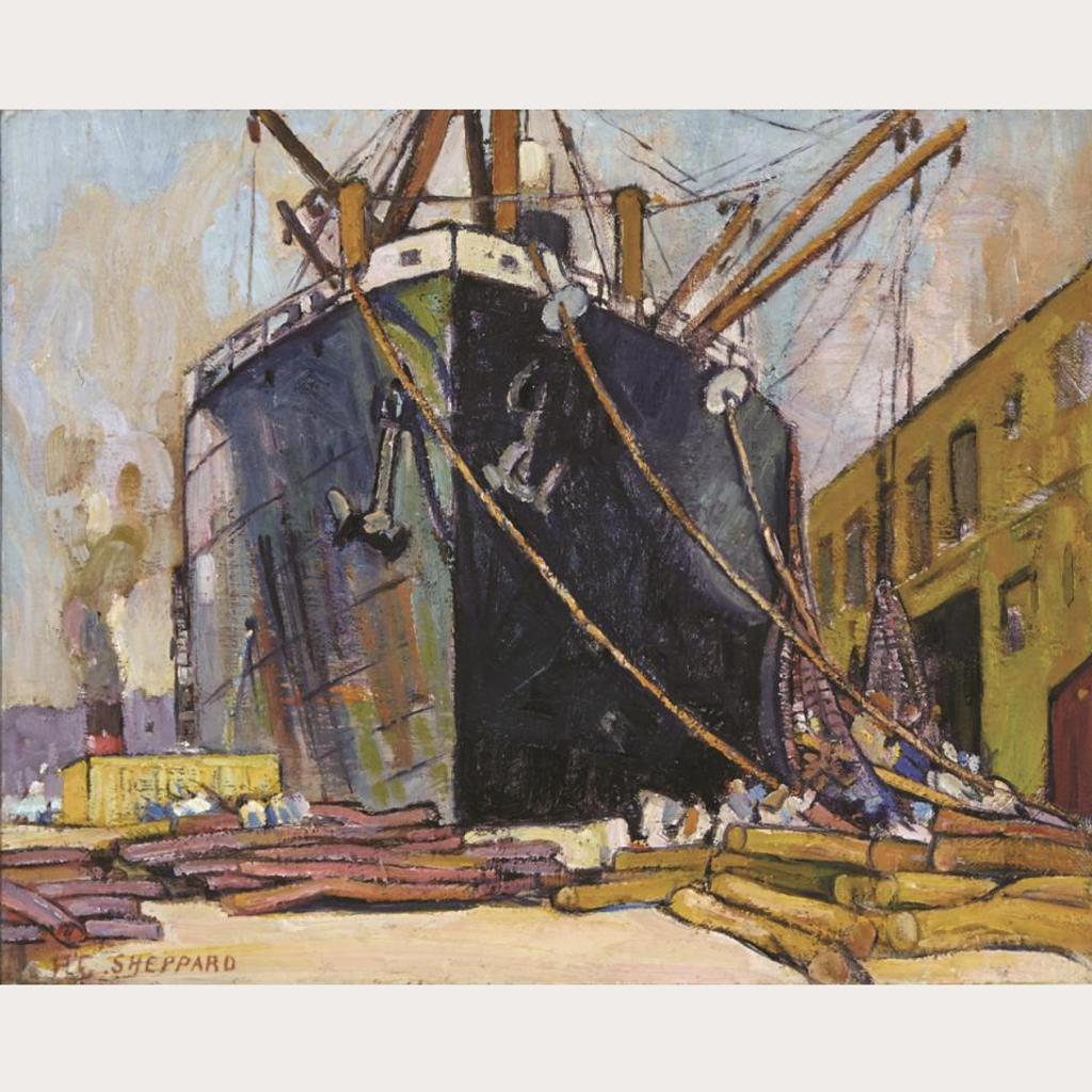 Peter Clapham (P.C.) Sheppard (1882-1965) - Ship At Dock