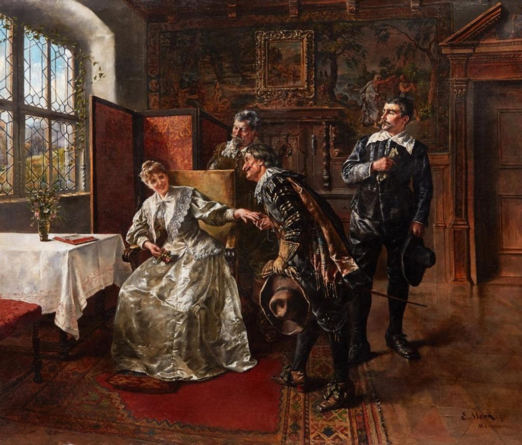 Eduard Merk (1816-1888) - Lady with Three Cavaliers