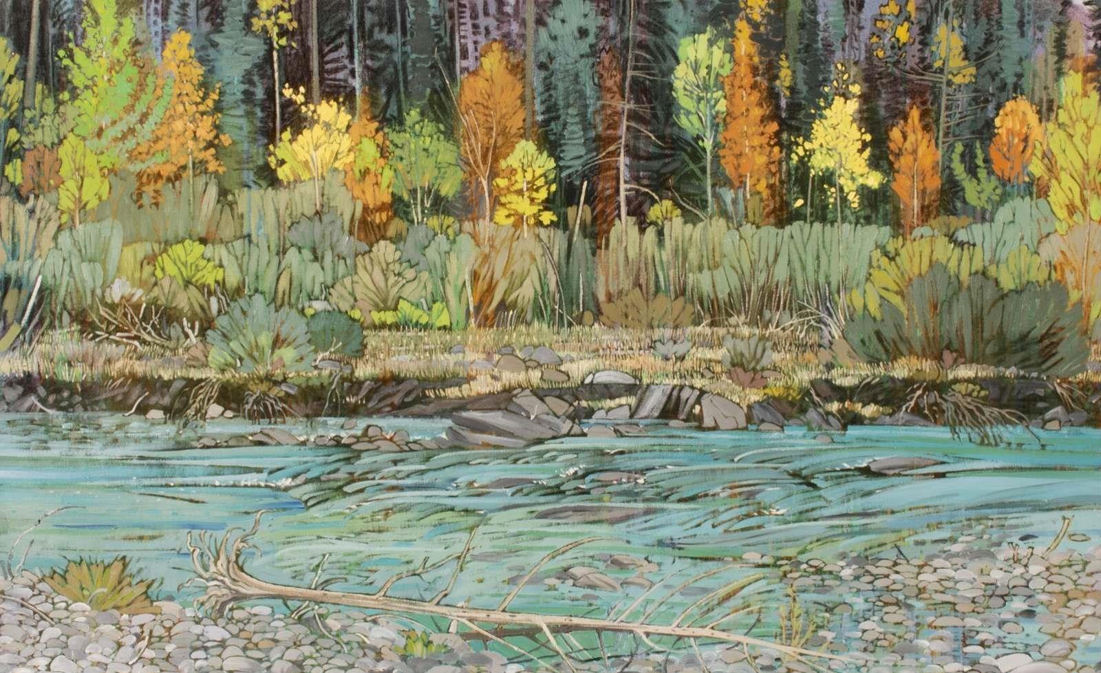 Ted Godwin (1933-2013) - Fall On Bakers Creek, Kananaskis; 1987