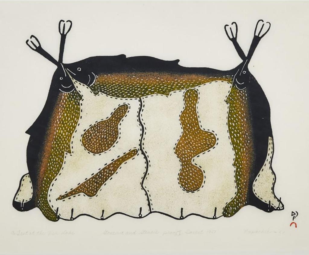 Napatchie Pootoogook (1938-2002) - A Tent At The Fish Lake