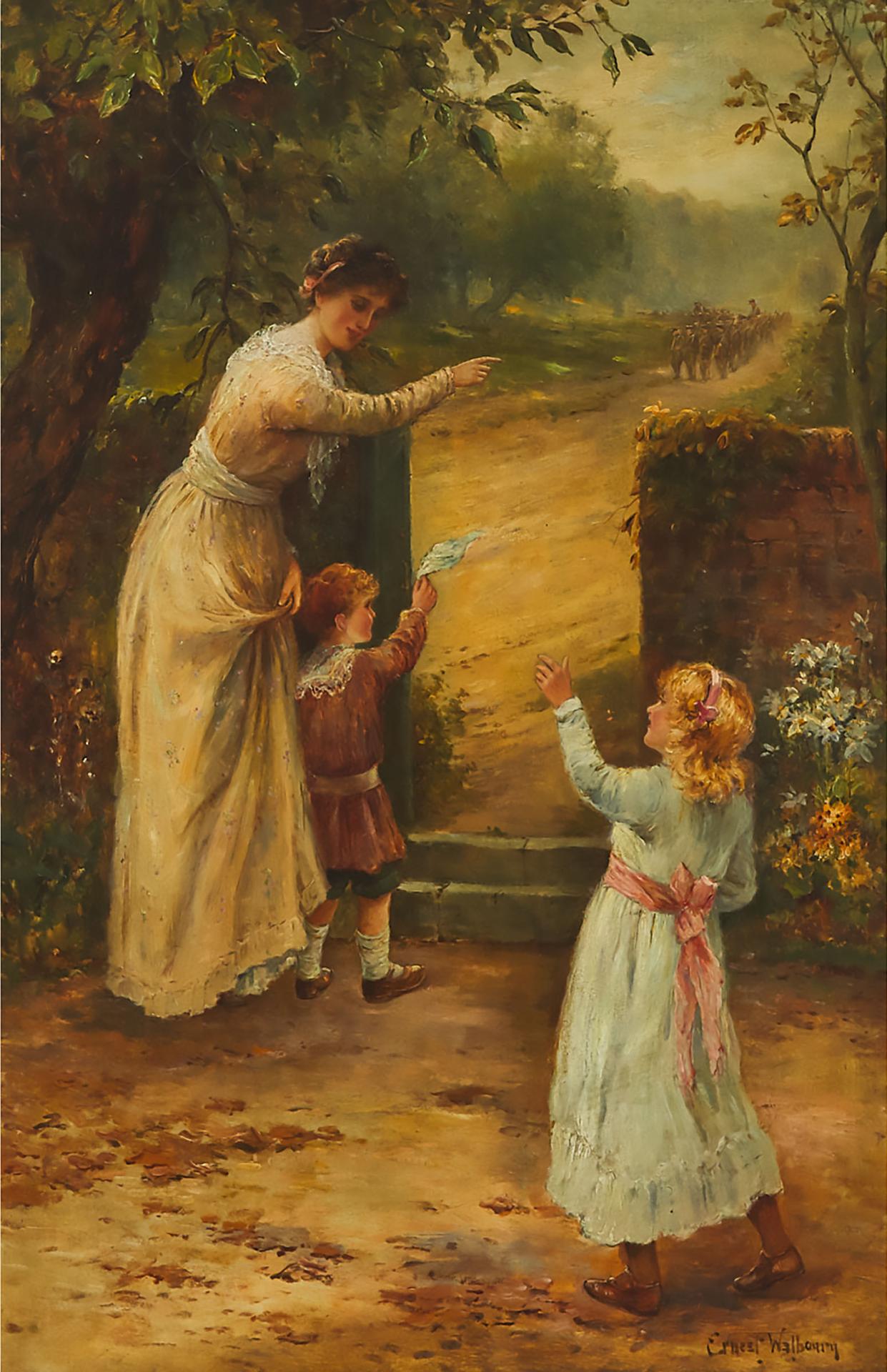 Ernest Charles Walbourn (1872-1927) - Mother And Children Welcoming Soldiers Home