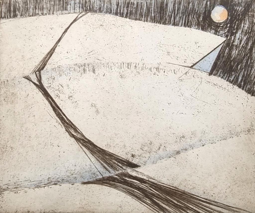 Jennifer Joan Dickson (1936) - Winter Comes With Bone-Bleached Grass & Orange Moon