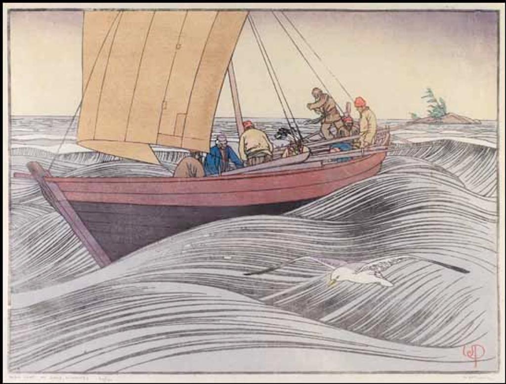 Walter Joseph (W.J.) Phillips (1884-1963) - York Boat on Lake Winnipeg