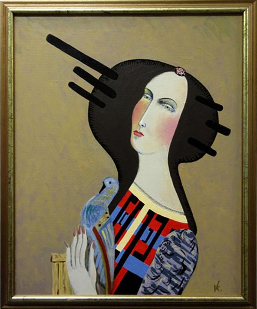 Vasily Kondratuk (1940) - Untitled (Lady With Bird)