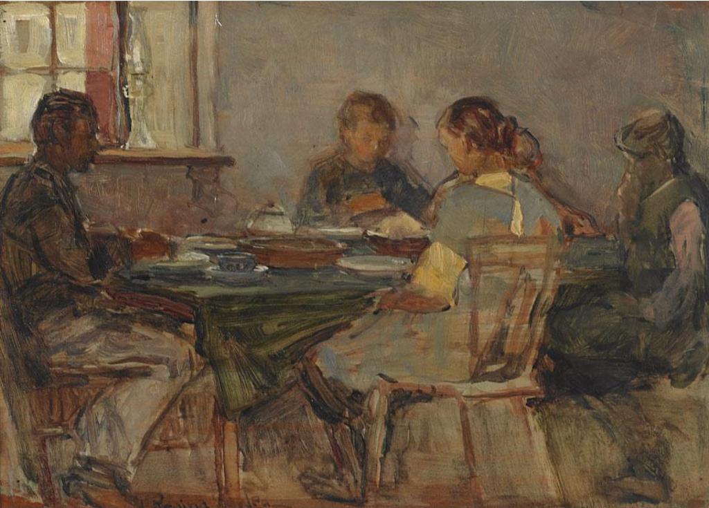 Regina Seiden (1897-1991) - Farm Family At Supper