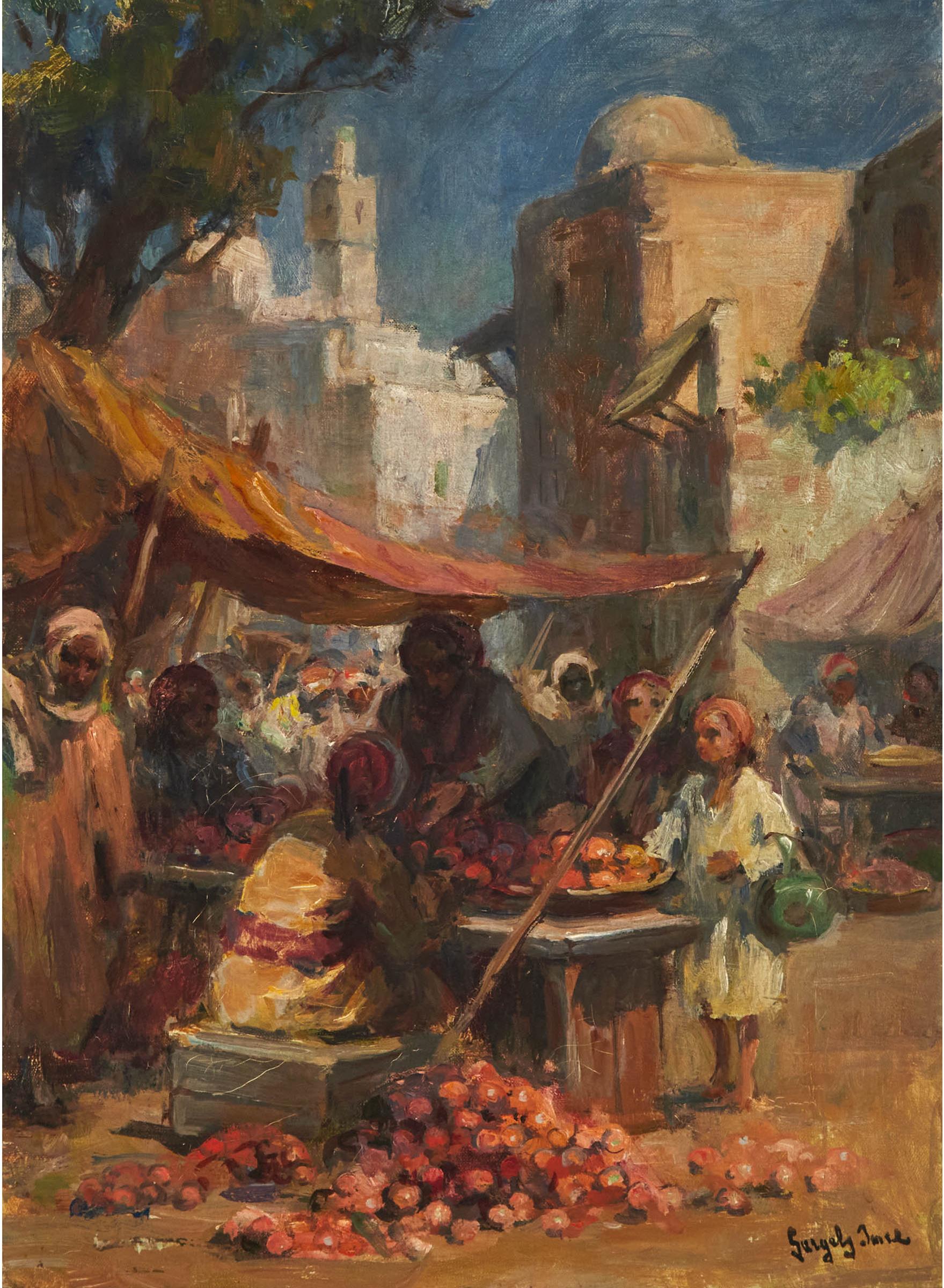 Imre Gergely - Orientalist Market Scene