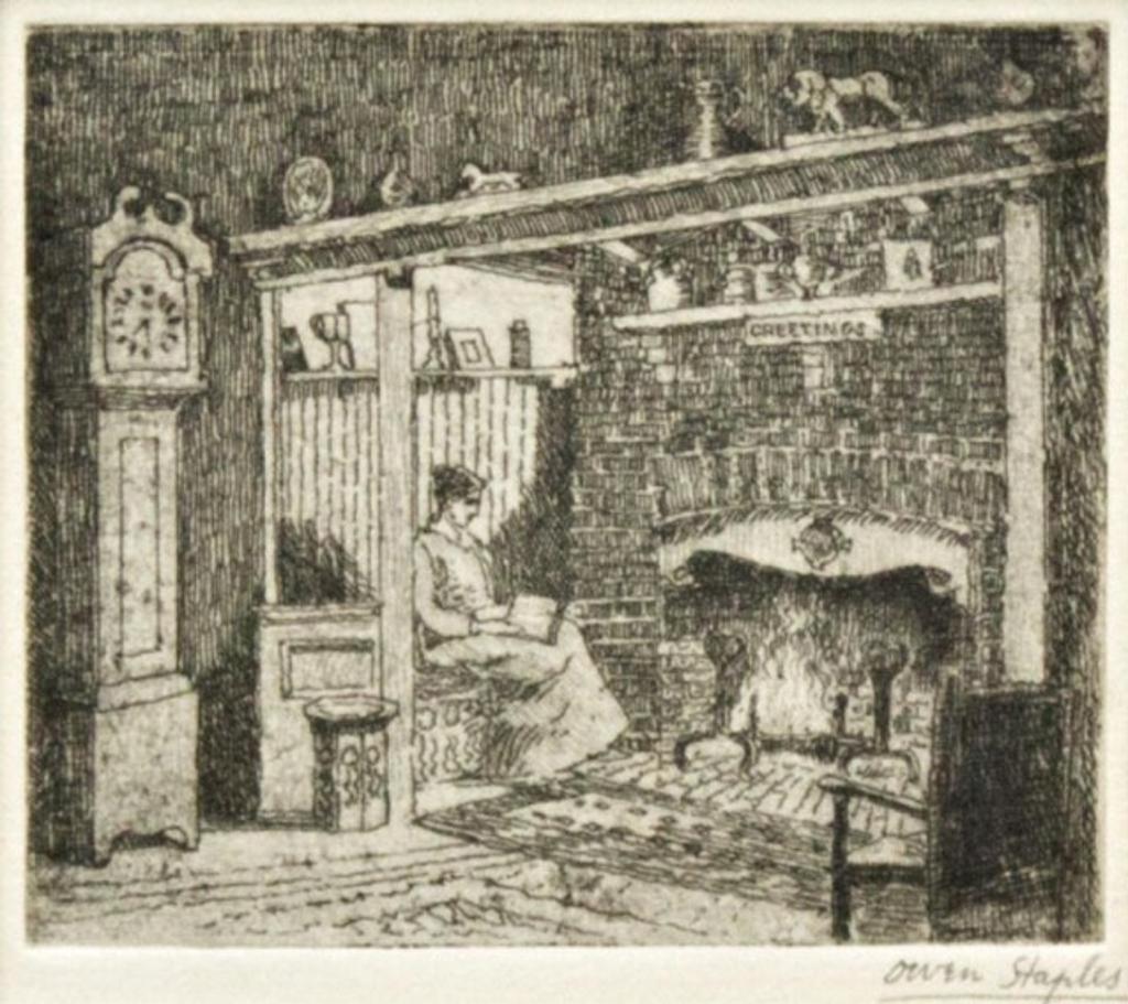 Owen B. Staples (1866-1949) - Reading by the Harth