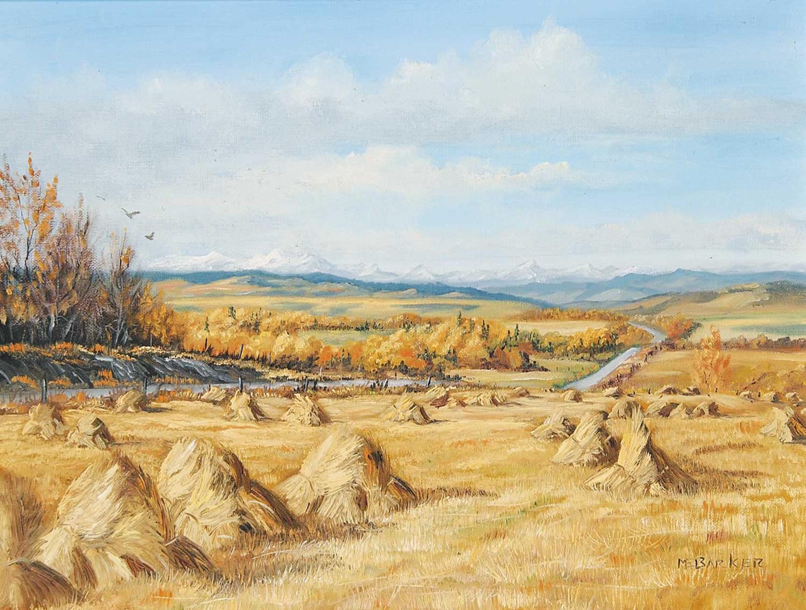 Marion E. Barker (1936-2016) - Untitled - Stooks West of Calgary