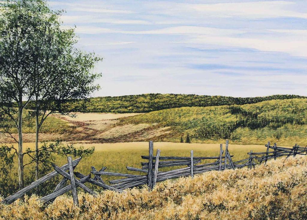 Jon M. Williams (1946) - Untitled, Rural Landscape with Fence