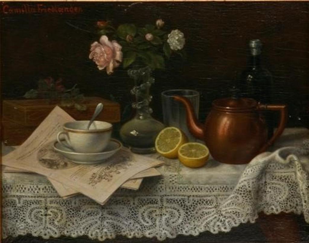 Camilla Friedlander (1856-1928) - Still Life with Roses, Tea Cup and Lemon