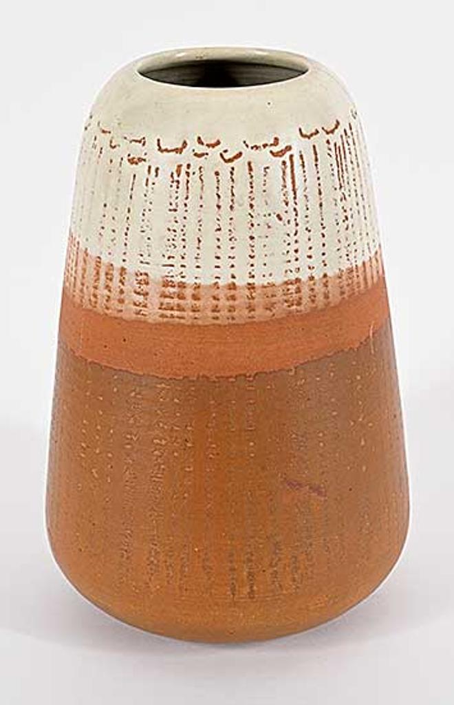 Luke Orton Lindoe (1913-1998) - Untitled - Cream and Orange Vase