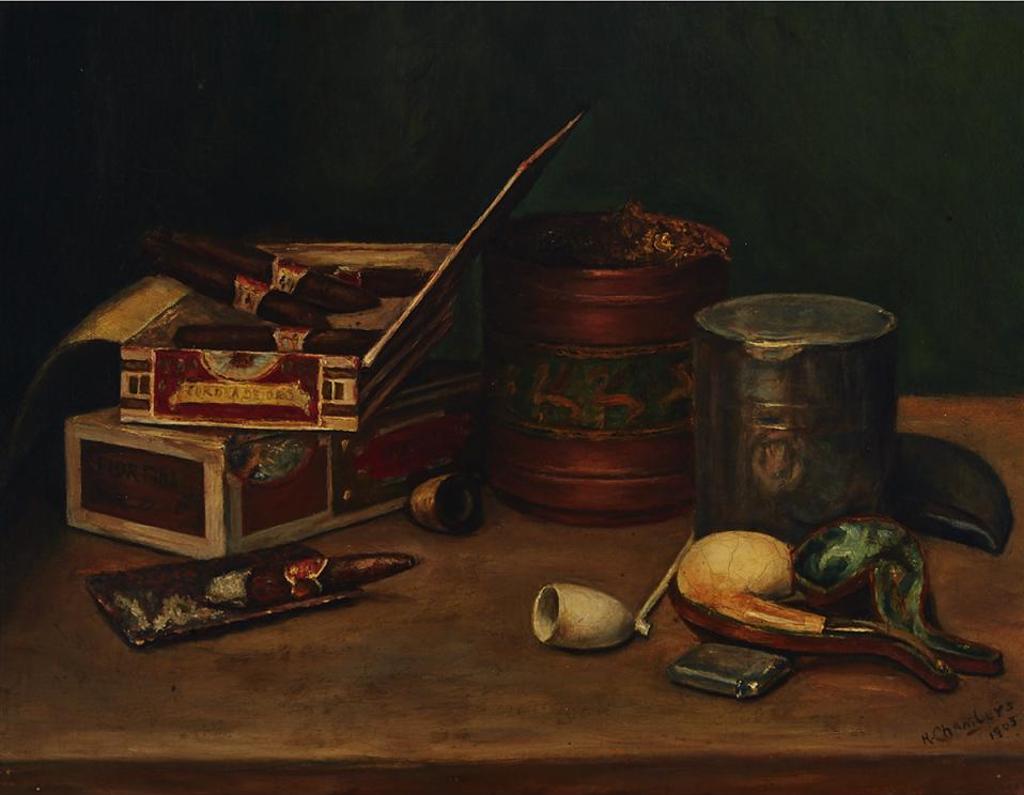 H. Chambers - Still Life Of Pipes And Cigars, 1903