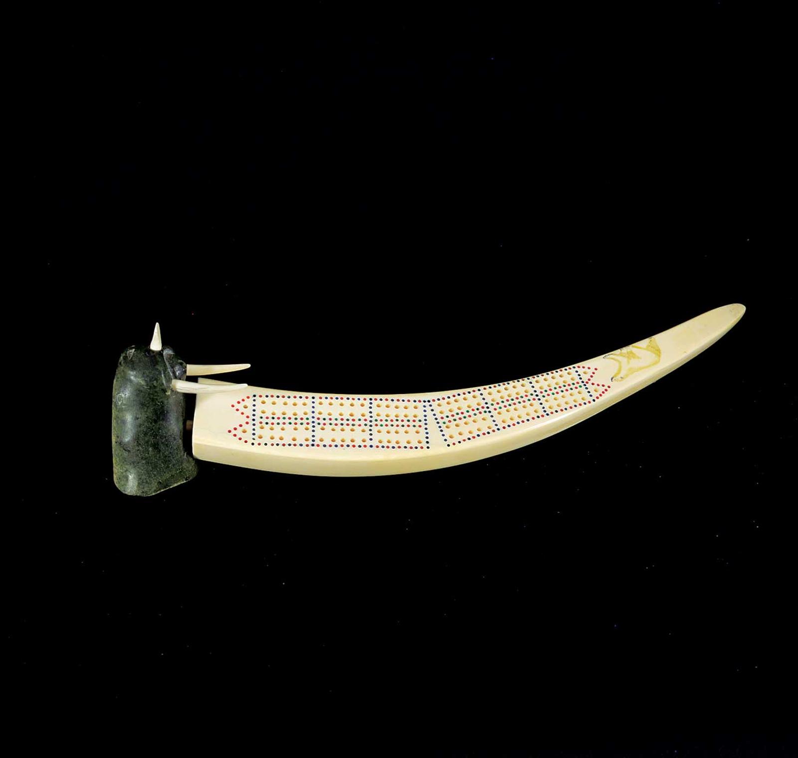 School [Barnabus Arnasungaaq] Inuit - Elaborate Walrus Cribbage Board