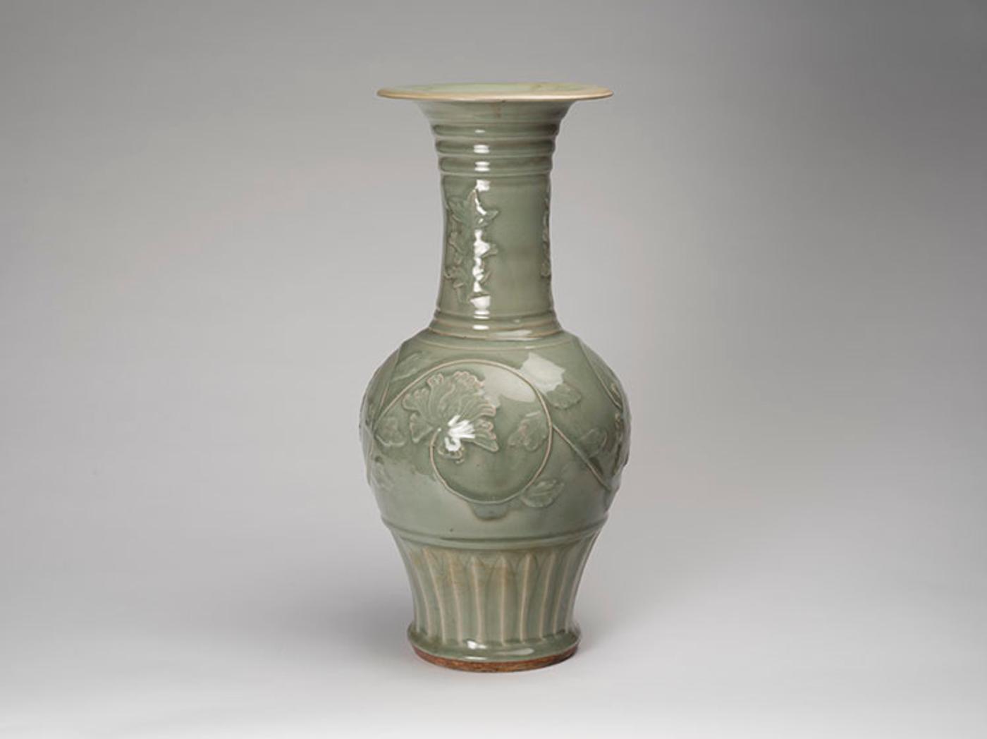 Chinese Art - A Chinese Longquan Celadon Moulded 'Peony' Vase, 16th/17th Century