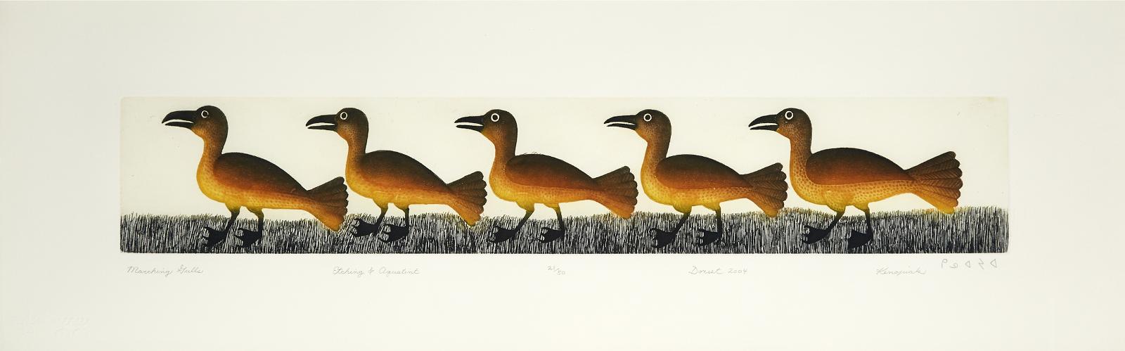 Kenojuak Ashevak (1927-2013) - Marching Gulls