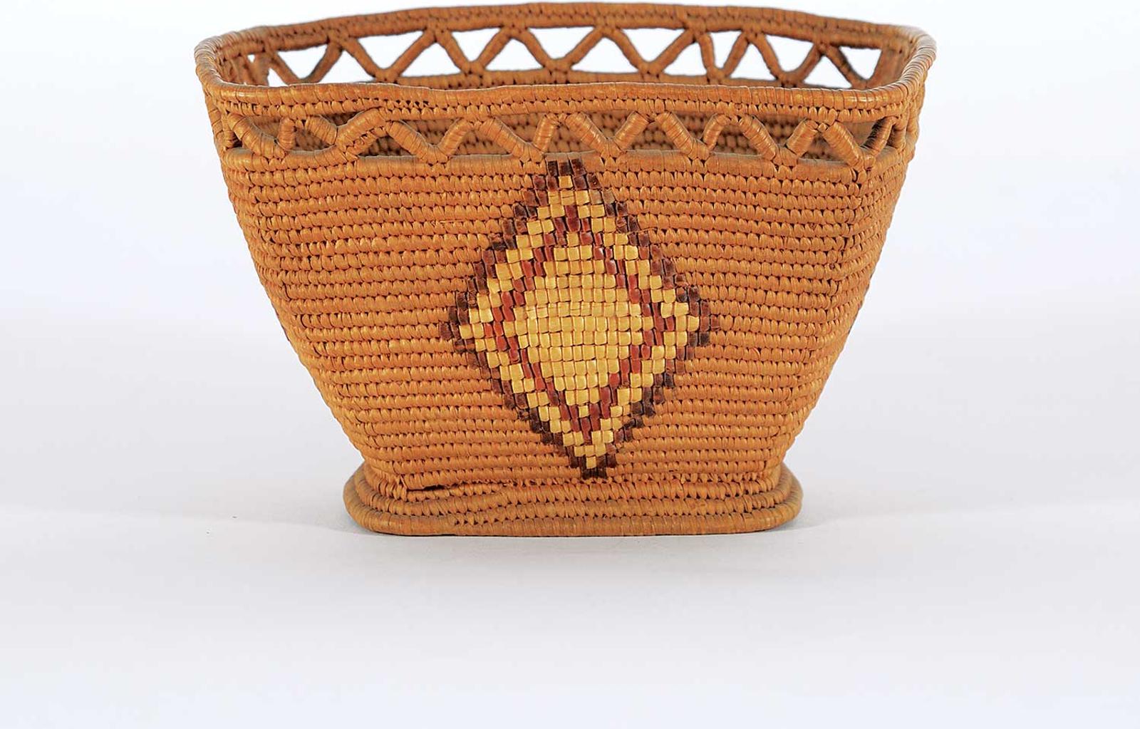 Northwest Coast First Nations School - Rectangular Tapered Basket with Diamond Design