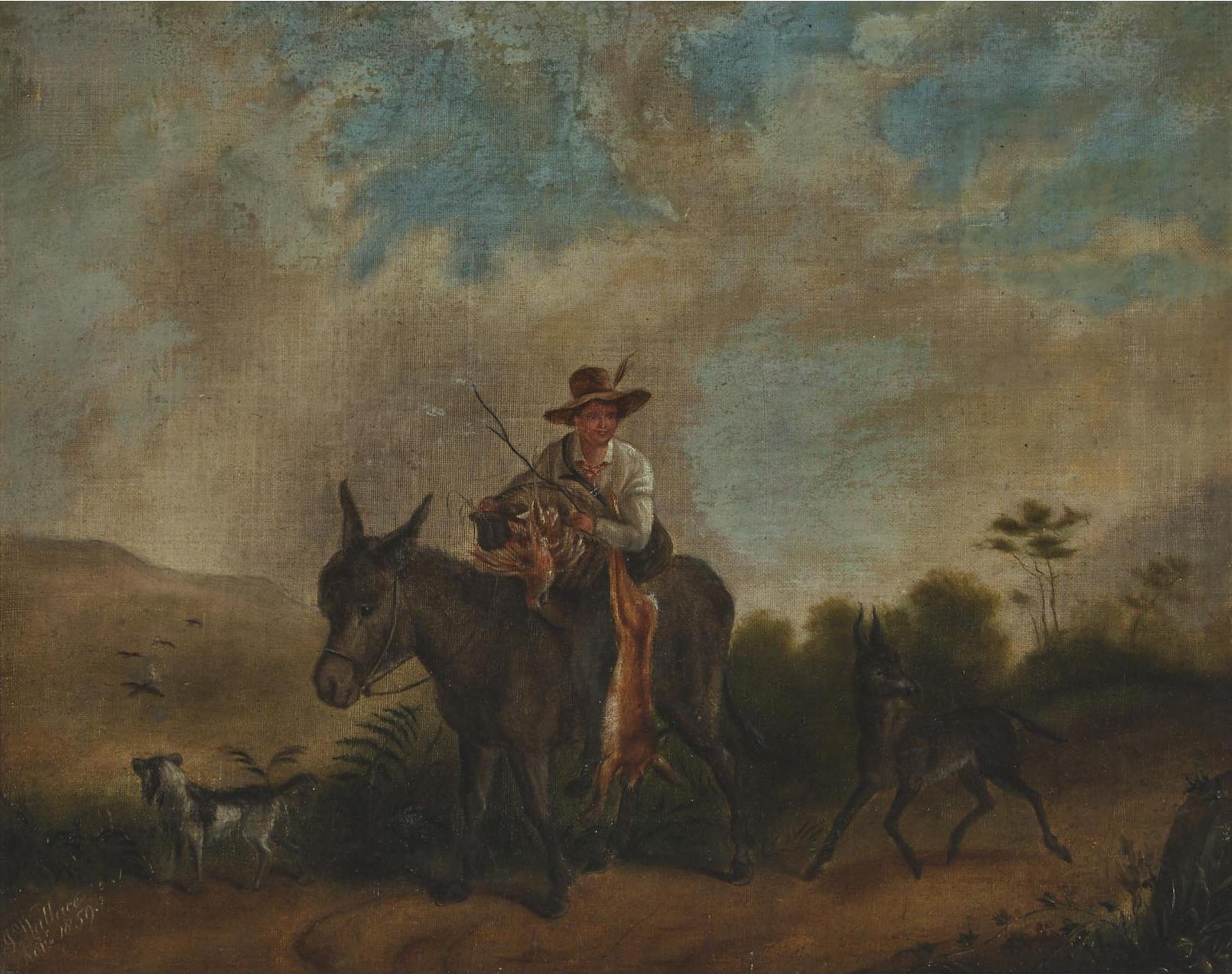 J. Wallace - Hunter On His Donkey  After The Day’s Bag, 1859