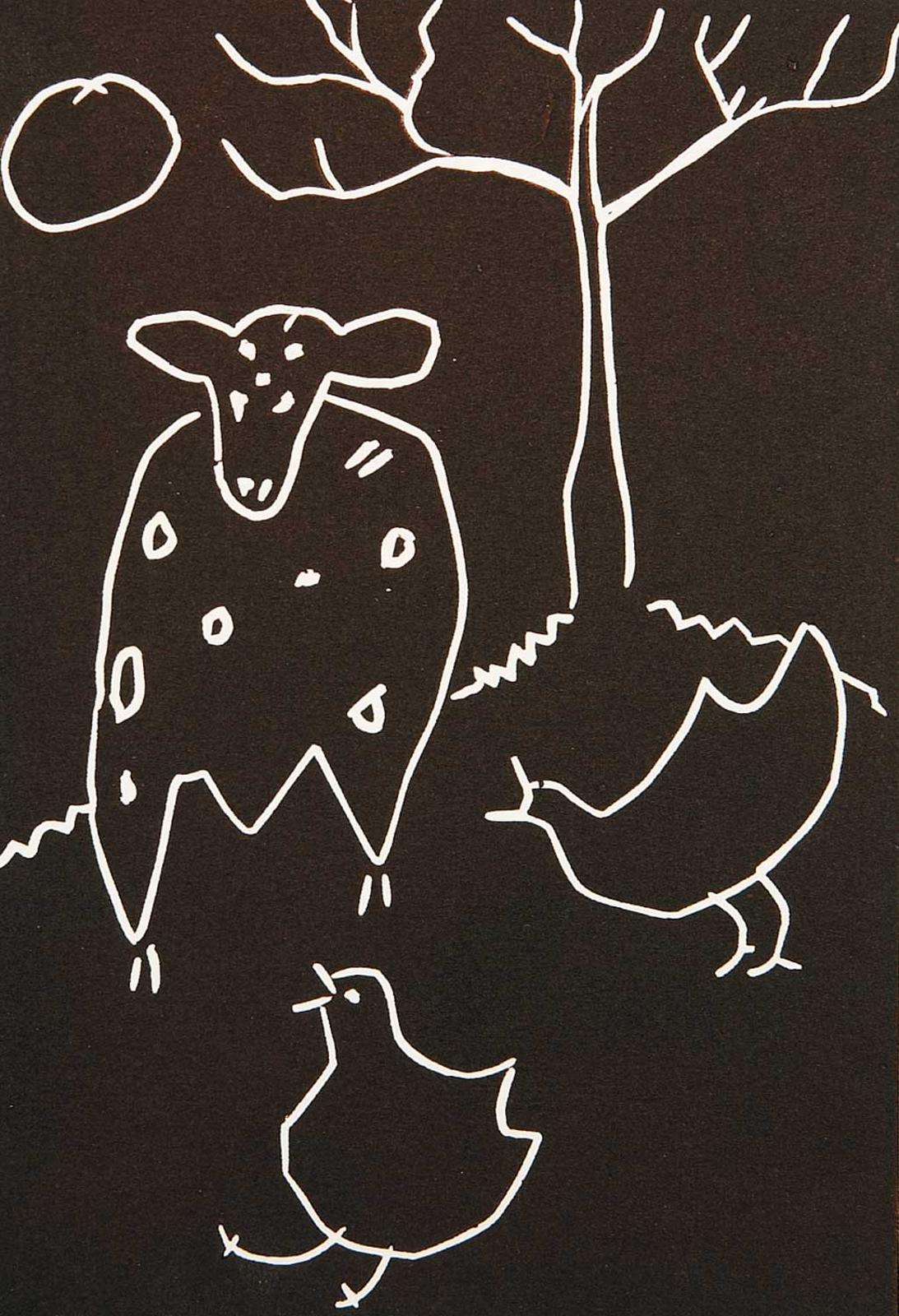Janet Mitchell (1915-1998) - Untitled - Cow and Chicks