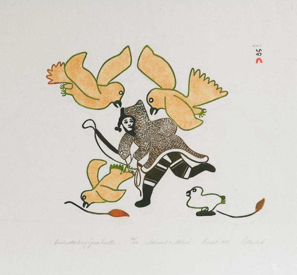 Pitseolak Ashoona (1904-1983) - Birds Attacking Goose Hunter