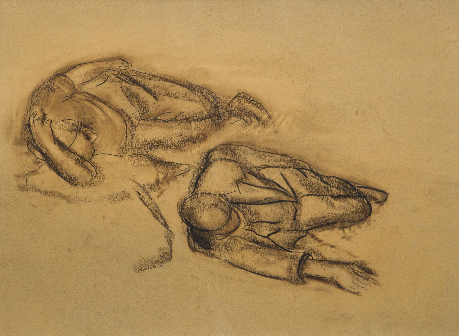 Louis Muhlstock (1904-2001) - Depression Scene (Two Men Sleeping), c. 1930