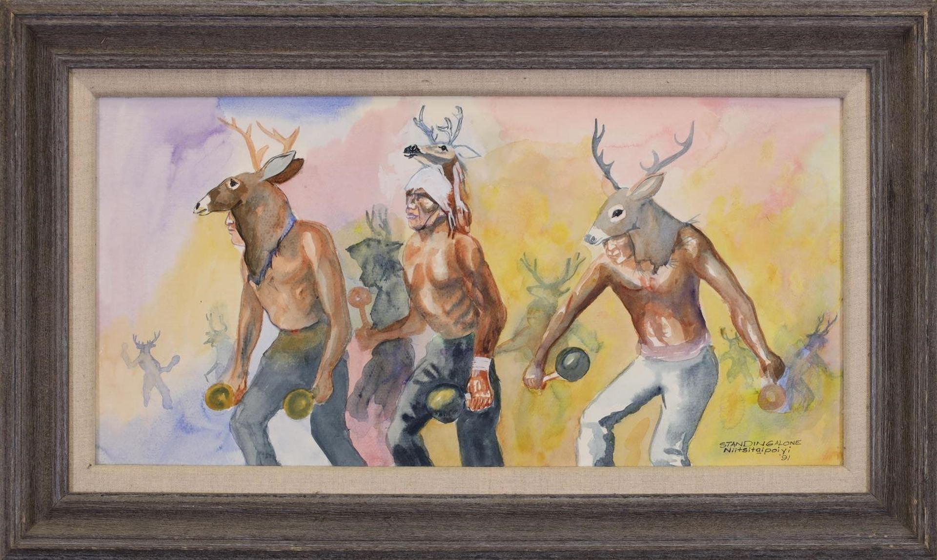 Henry Standing Alone Niitsitaipoiyi (1935-2010) - Untitled; Deer Dancers; 1991
