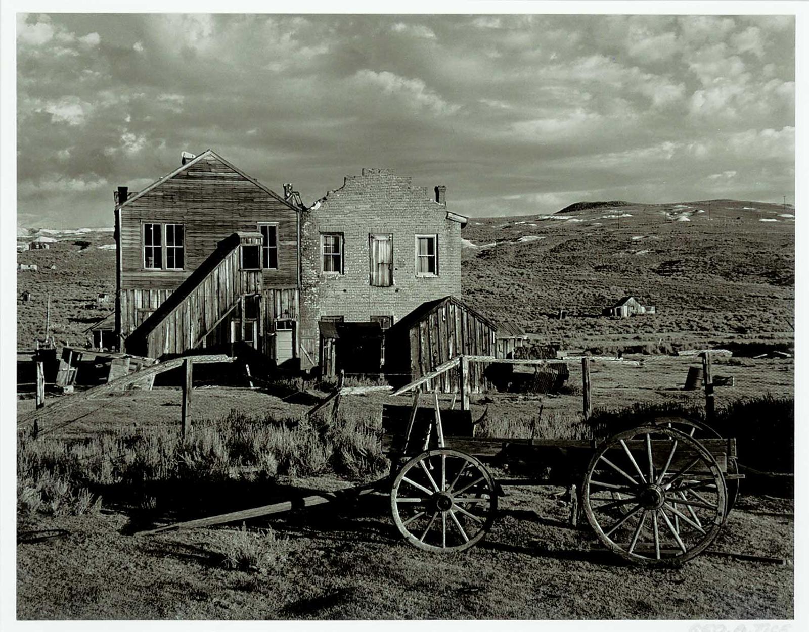 George A. Tice (1938) - Wagon and Buildings, Bodie, ca. 1965
