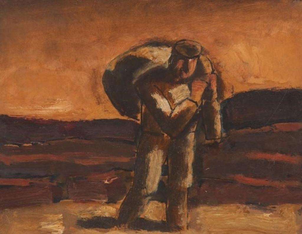 Josef Herman (1911-2000) - Peasant Carrying a Sack