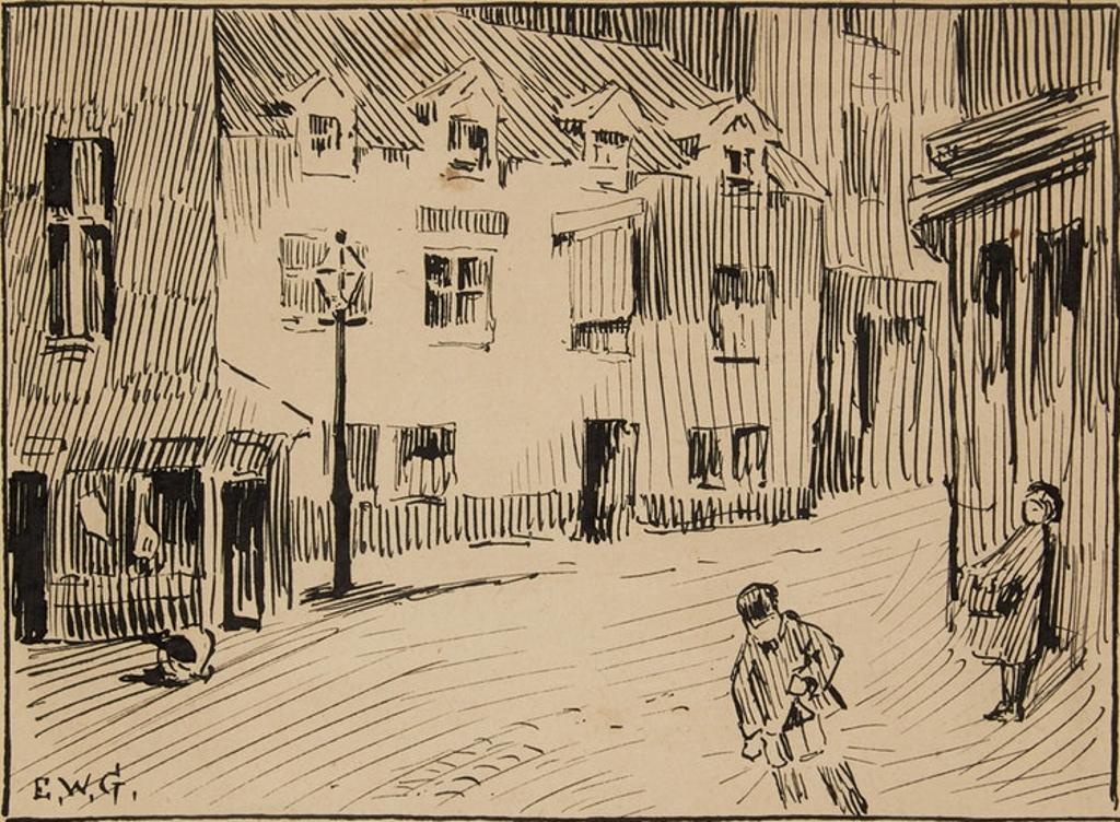 Sir Edmond Wyly Grier (1862-1957) - A Street Corner in St. Ives, Cornwall