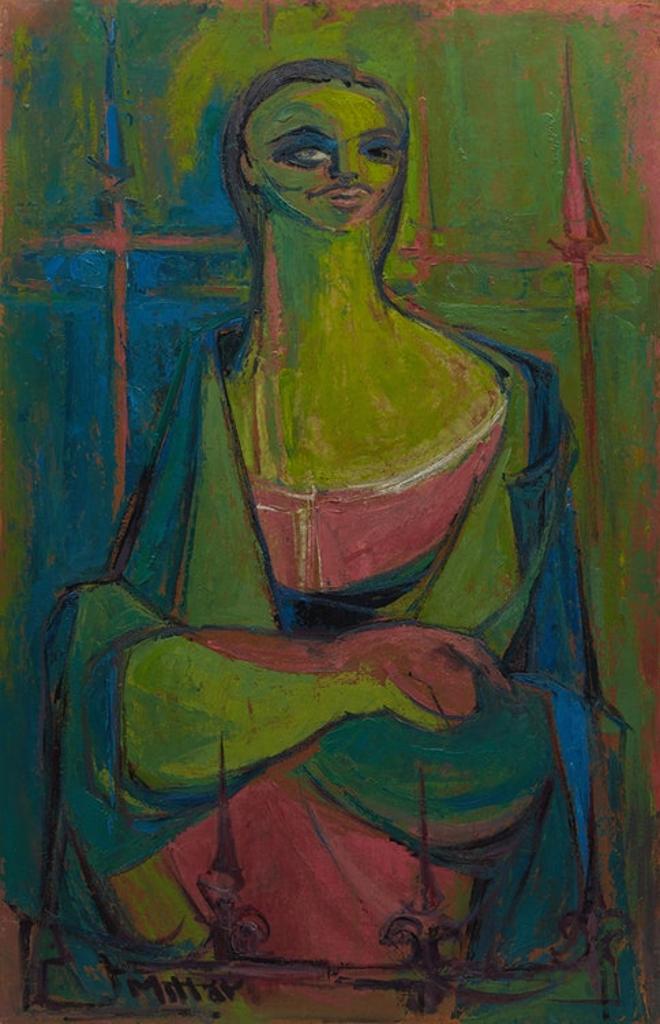 Alexander Samuel Millar (1921-1978) - Portrait in Blues, Greens and Pinks; Sunflowers; Dark Thistle
