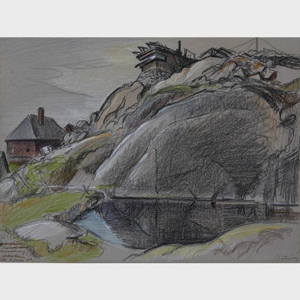 George Campbell Tinning (1910-1996) - Two Works: R.D. Station, Chebucto Head, 3 June, 1943; R.C.E. Ordnance Sheds, St. J. Newfld, 2 Sept. 43
