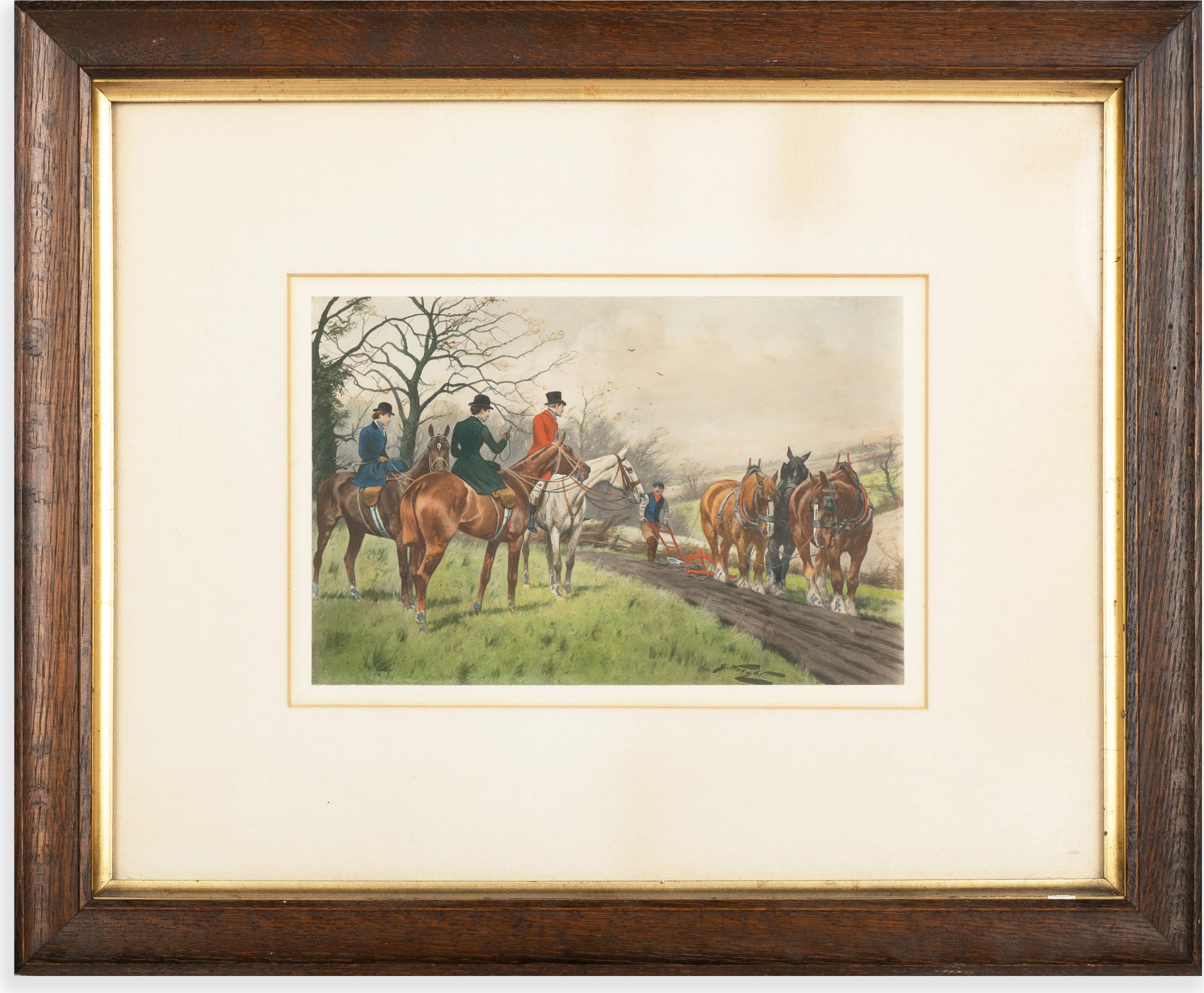 George Wright (1860-1942) - Untitled (Equestrians Conversing with Farmer)