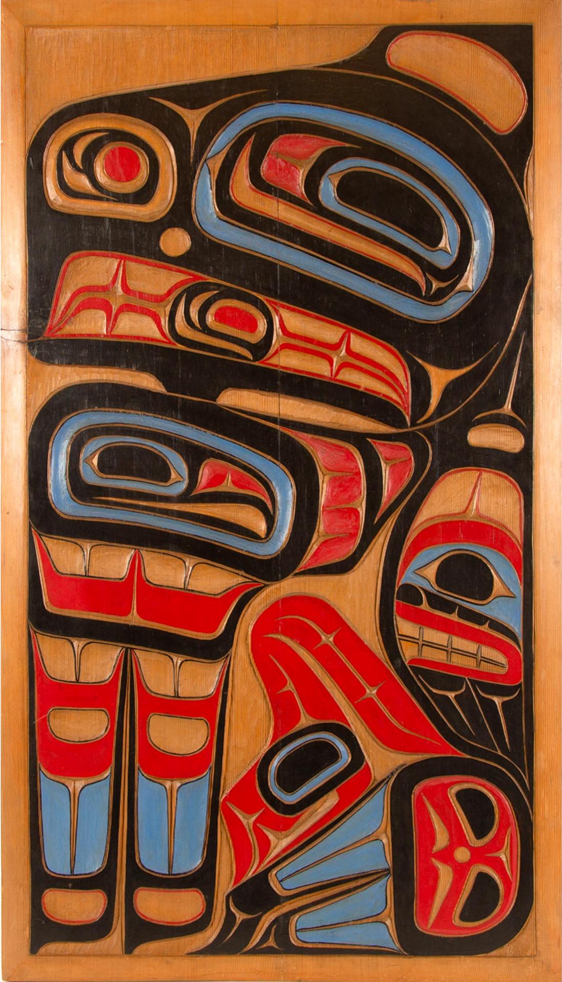 Tony Sr. Hunt (1942-2017) - Thunderbird Carved Wooden Panel 1974