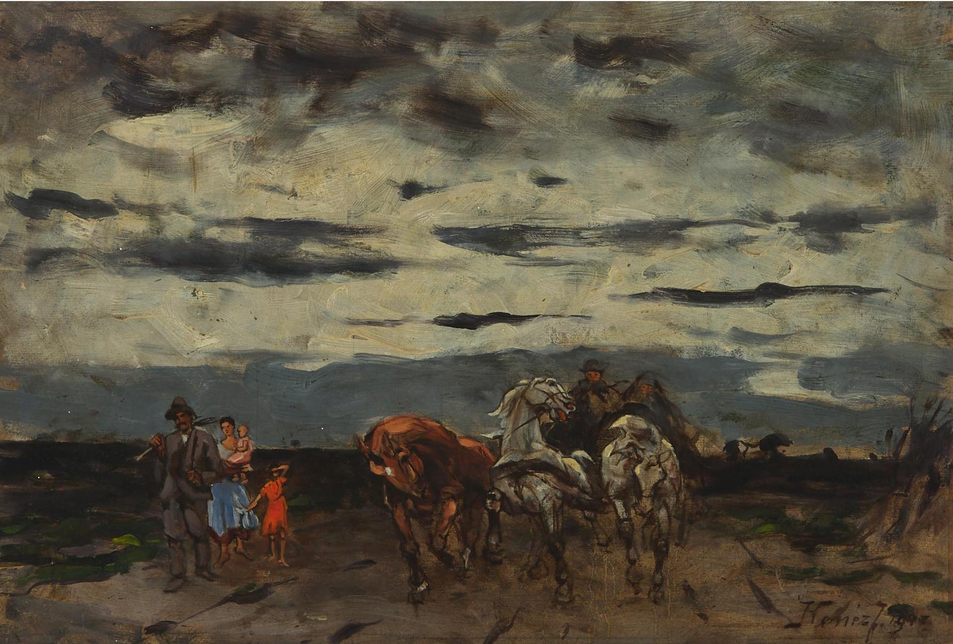 Hungarian - Peasants In The Storm, 1947