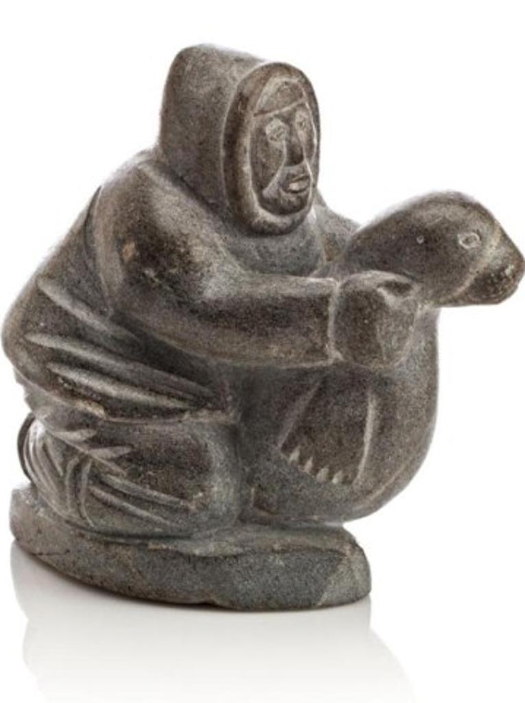 Lukasi Tayarak Usuardjuk (1896) - Ivujivik, Hunter with Seal, ca. 1960, Grey stone