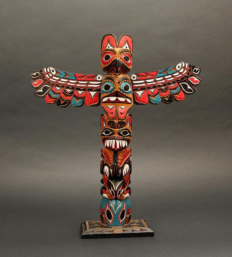 Tim Paul (1950) - a carved and polychromed cedar totem pole