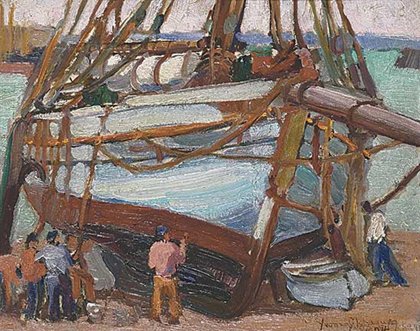 Muriel Yvonne Mckague Housser (1898-1996) - In a Cornish Harbour - Low Tide