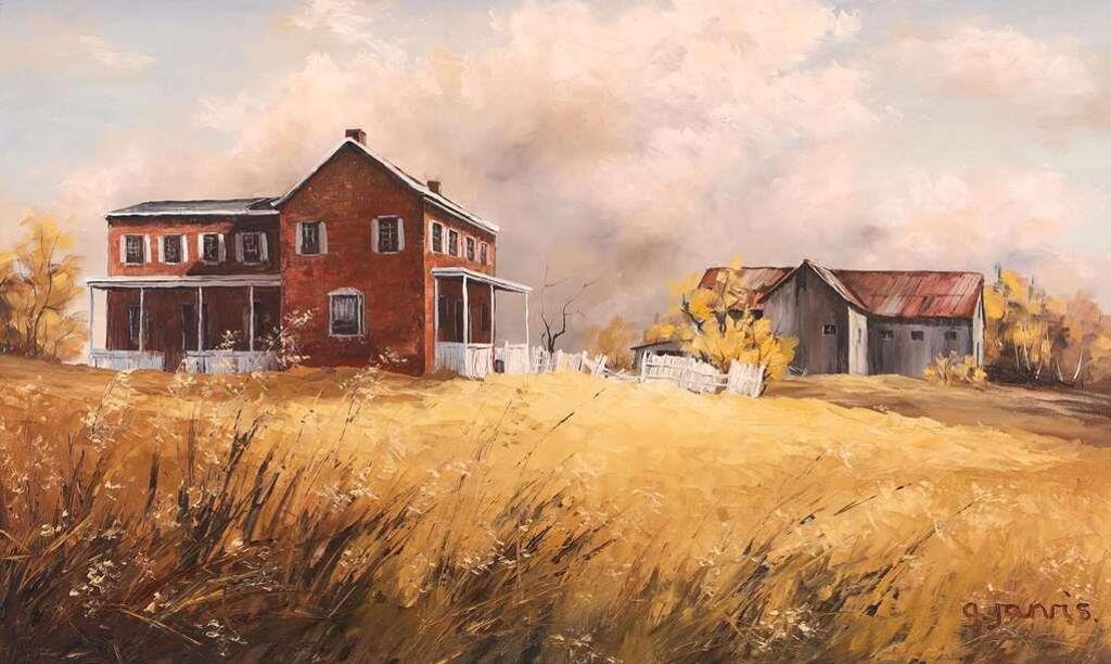 Georgia Jarvis (1944-1990) - Autumn Farmhouse With Storm Clouds Approaching