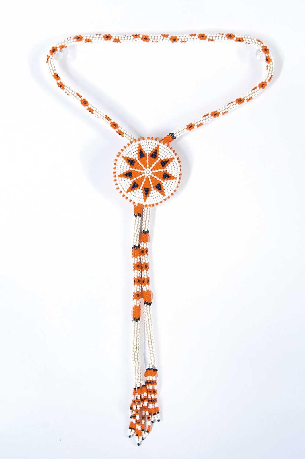 Robert Charles Aller (1922-2008) - Untitled - Orange, Blue and White Beaded Rope Bolo Necklace