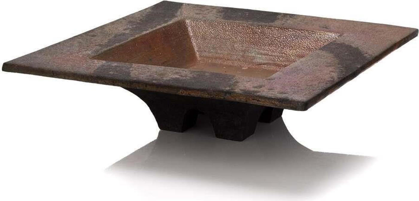 Tom Smith (1933-2015) - A square ceramic metal bowl  with rust metal interior and exterior