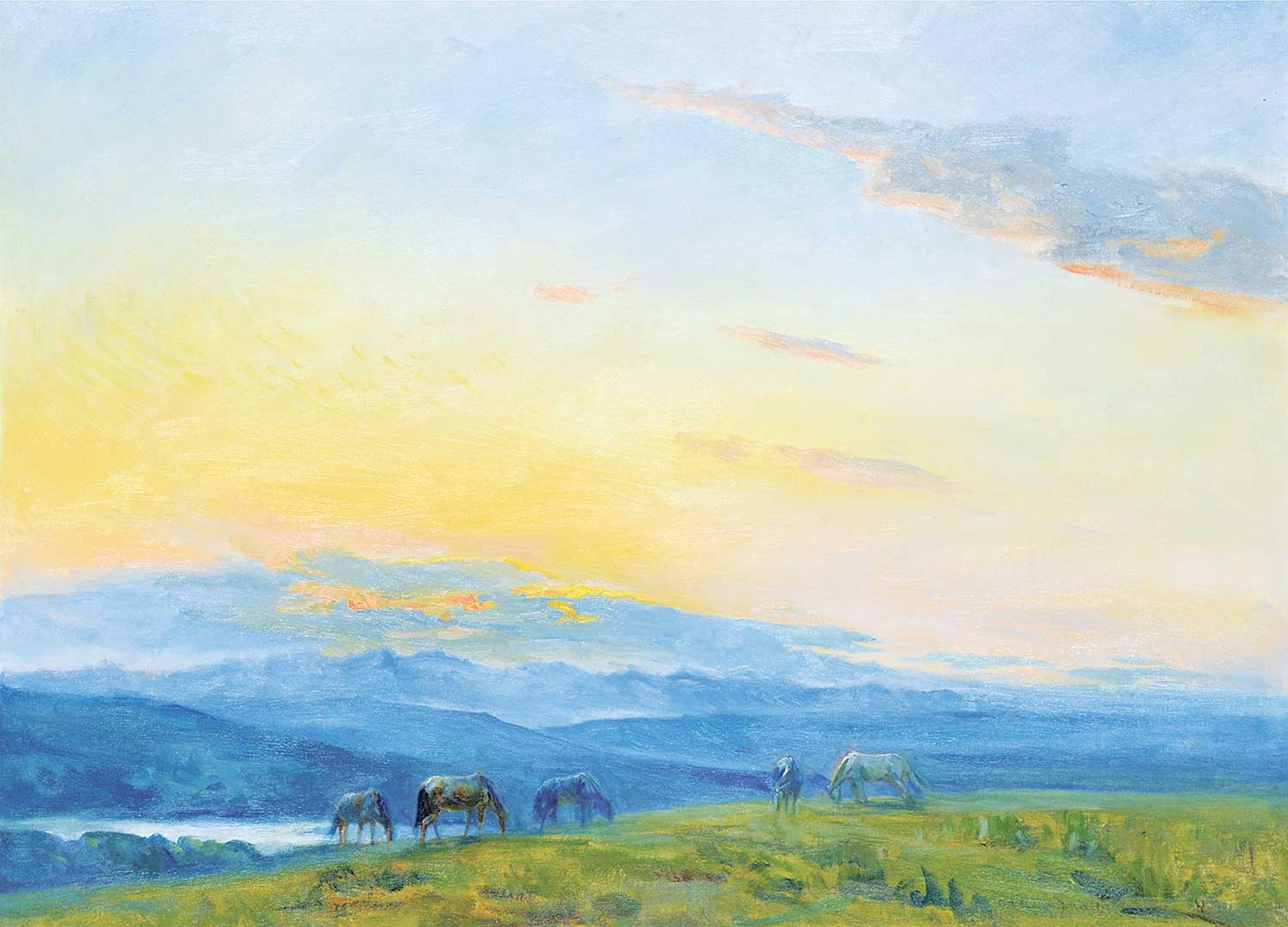Orestes Nicholas (Rick) Grandmaison (1932-1985) - Untitled - Sunset Over the Herd
