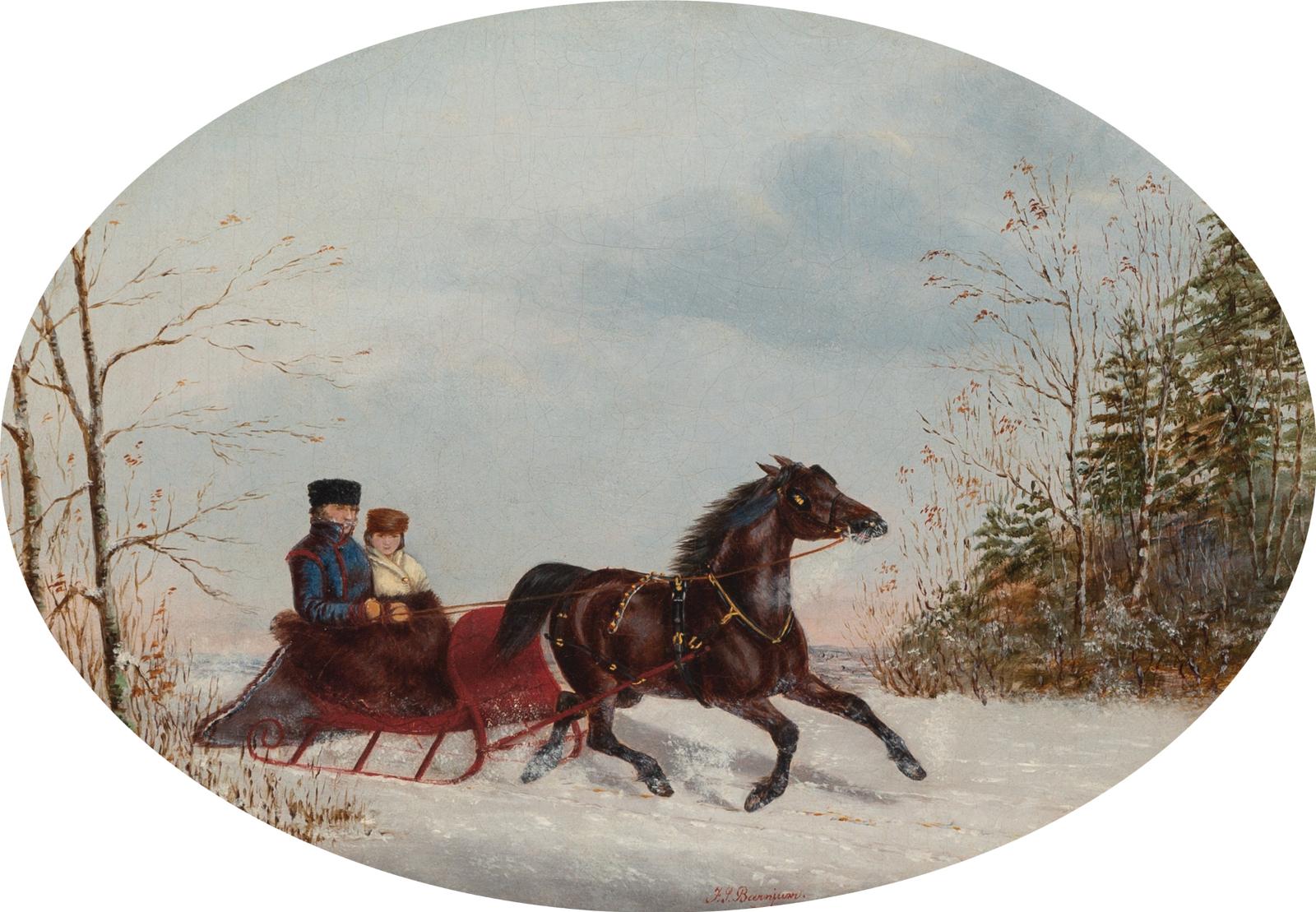 Frederick S. Barnjum (1858-1887) - A Gentleman And His Lady Sleighing, 1860