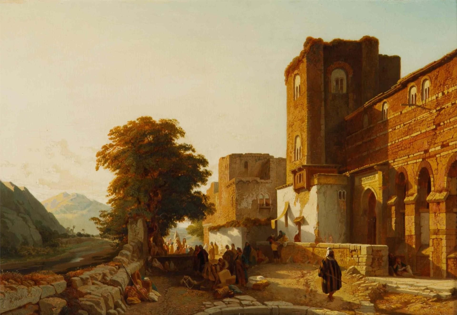 Francois Antoine Bossuet (1798-1889) - Travellers Resting on a Hillside, Morocco