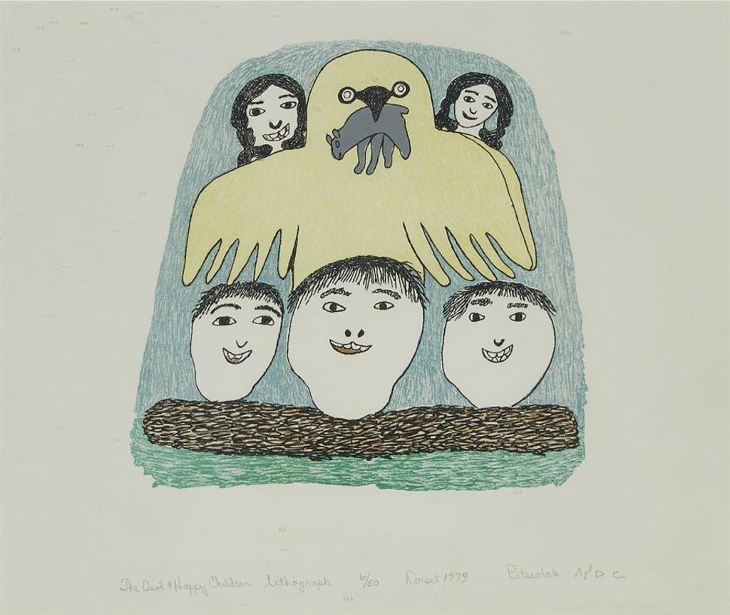 Pitseolak Ashoona (1904-1983) - The Owl And Happy Children